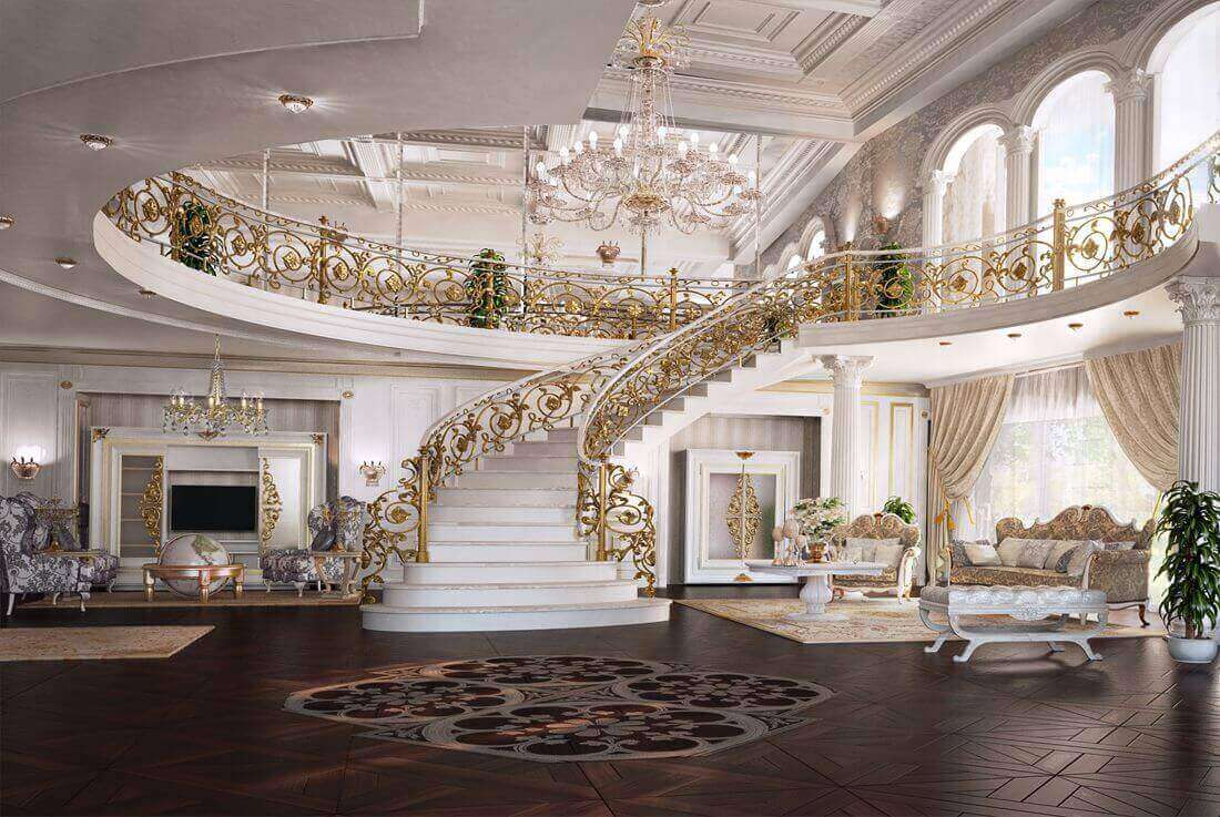 Лестница в интерьере в стиле барокко